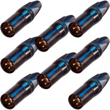 Imagem de 8 conectores neutrik xlr macho 3 polos preto/dourado nc3mxx-b