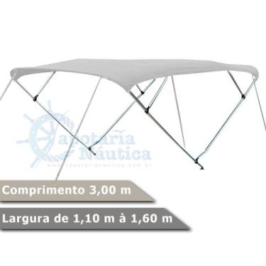 Imagem de Capota Toldo Nautico 4 Arcos 3m Comprimento P/ Lanchas, Barcos de Alum