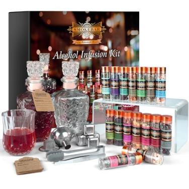 Imagem de SmokeBar Kit De Infusão Álcool Faça Você Mesmo, Presentes Aniversário Para Homens, 16 Especiarias Naturais Uísque, Rum, Vodca E Coquetéis, Presente Exclusivo Aniversário/Marido/Pai/Aposentadoria