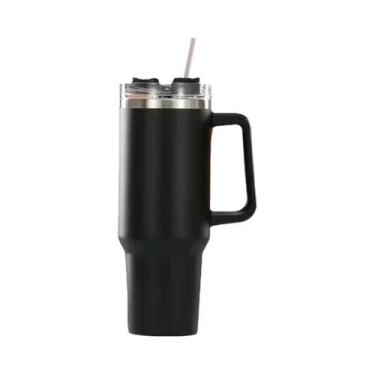 Imagem de Garrafa Térmica De Aço Inoxidável De 40oz Com Alça, Tampa, Canudo, Cop