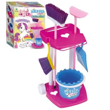 Imagem de Carrinho De Limpeza De Brinquedo Brinque Limpe Unicórnio Mágico