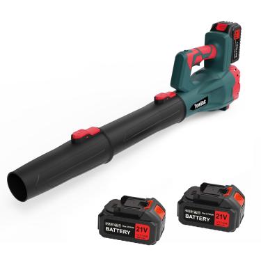 Imagem de TOWIAC Soprador de folhas sem fio 580CFM, soprador de grama elétrico de 6 velocidades com bateria e carregador de 2 x 4,0 Ah, limpador de pátio leve para folhas, neve e detritos