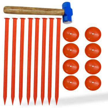 Imagem de FEBTECH - Marcador de tanque séptico – 15 x 25 cm – Marcadores de linha de propriedade adequados para proteger sua fossa séptica e limites de propriedade com marcador de tanque séptico sólido e resistente – Pacote com 8 peças + 1 martelo