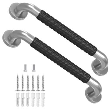 Imagem de Escadas industriais de metal para parede, corrimão, escadas, degraus, ambientes internos, externos, calha de mão, barra de apoio de segurança para escadas, barras de parede, tubos para idosos (30,5 cm