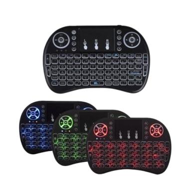 Imagem de Mini Teclado Sem Fio com Touchpad, Retroiluminado RGB, Compatível com Windows, Linux, Android TV, Xbox, MAC OS, TV Box
