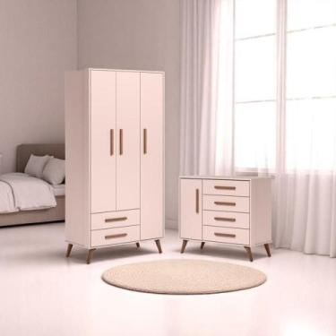 Imagem de G. roupa 3pts/2gv q encanto retro rosa (3830.91) + comoda sap. 1pt/4ga