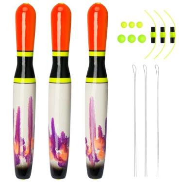 Imagem de QualyQualy Boias de pesca, boia de vara de bagre pesada, vara de madeira de alta visibilidade para pique de peixe-gato, 15 cm, 20 cm, 3 peças (20 cm -3 unidades)
