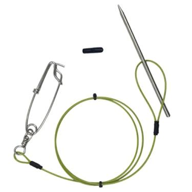 Imagem de menolana Ferramenta de pesca com corda para peixes, resistente, compacta e profissional, com mosquetão e cordão de aço para atum, pargo halibute, 80cm