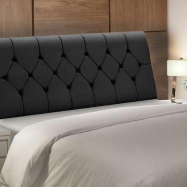 Imagem de Cabeceira Baú de Cama Box Madeira Estofada Casal Madri (Preto)