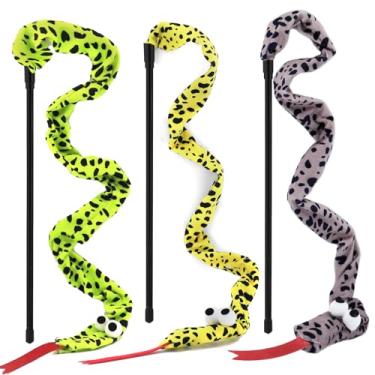 Imagem de URMYONLY Varinha de brinquedo interativa para gatos com cobra, varinha provocadora de gatos, corda arco-íris para gatos e gatinhos adultos em ambientes internos entediados, pacote com 3