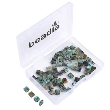 Imagem de Beadia Contas de pedra turquesa africana natural Tila 5 x 5 mm contas espaçadoras quadradas de 2 furos para pulseira faça você mesmo brincos 38 cm/fio