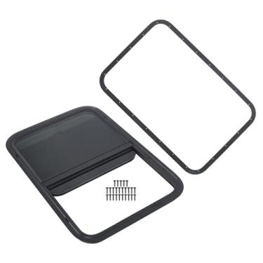 Imagem de labwork Janela deslizante horizontal RV 76.2 cm L x 50.8 cm A adequada para trailer de carga de trailer - vidro temperado com tela DOT Certified