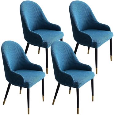 Imagem de Capa De Cadeira Jacquard, Capa De Cadeira De Sala De Jantar Com Encosto Curvo Capa De Banco De Bar Removível Lavável Protetor De Cadeira De Asa Para Festa De Banquete De Cozinha, Sky Blue, 4 Pcs