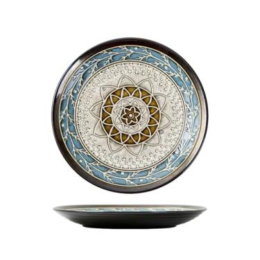 Imagem de Combinação de tigela e prato de cerâmica retrô simples, delicado, criativo e individual de estilo nórdico - placa plana de 21,3 cm