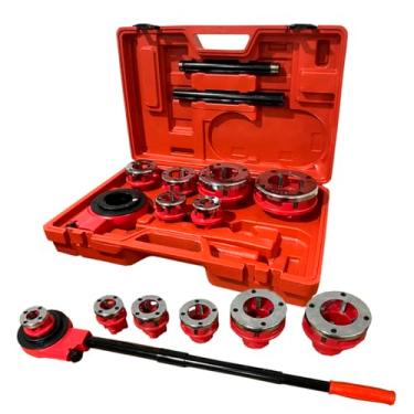 Imagem de Kit Jogo Tarraxa Cossinete Manual Bstp 1/2 A 2 Polegadas Rosqueadeira Para Cano Tubos Metálicos Ferro Aço