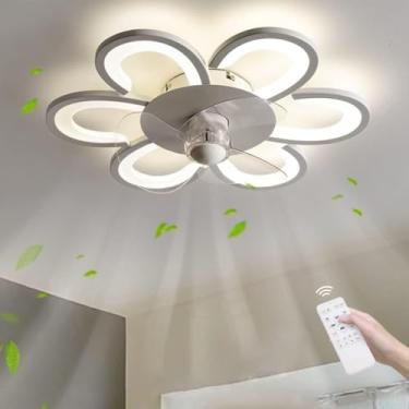 Imagem de Ventilador Led Com Iluminação De Teto 30w Pingente De Luz Regulável Com Controle Remoto 6 Engrenagens Ajustável Velocidade Do Vento Berçário Moderno Ventilador Silencioso Lu, Black