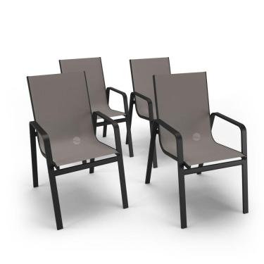 Imagem de Kit 4 Cadeiras Miami Gourmet Alumínio Preto Tela Fendi