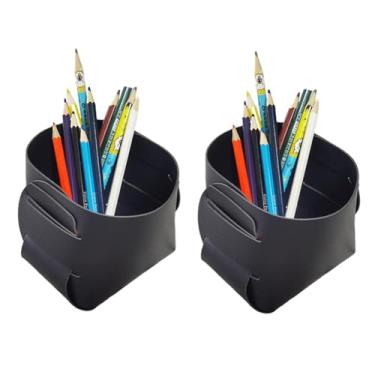 Imagem de BALITIOYI Porta-canetas para organizador de lápis de mesa, lindos suportes de copos estéticos (preto, pacote com 2, 10 x 10 x 10 cm)
