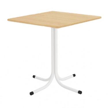 Imagem de Mesa de Jantar Quadrada 70cm Branca Tampo Madeira Pinus - Lamar Design