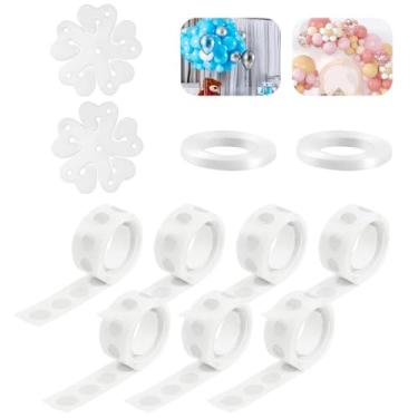 Imagem de Ainiv 700 PCS Balloon Sticky Dots, Double Sided Dot Stickers with 21 Yds White Satin Ribbon, Clear Removable Round Sticky Tack No Trace Waterproof Dots for Craft Gift Wrapping Wedding Xmas Decoration