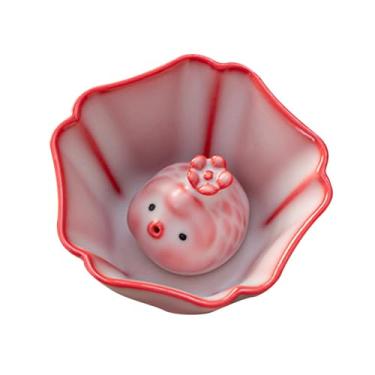 Imagem de SiaBiced Xícara de chá de cerâmica com bichinho de chá elegante miniatura figura peixe bolha xícara de, Girassol