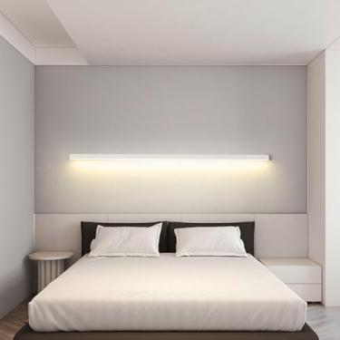 Imagem de GZZBMY Luzes de parede de LED com faixa longa moderna e simples de alumínio arandela luz de cabeceira lâmpada de arandela linear para quarto, sala de estar, corredor, escadas, varanda (luz natural