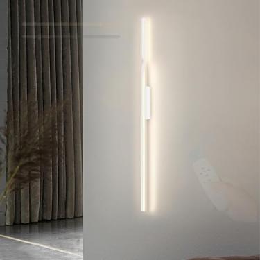 Imagem de GZZBMY LED moderno apliques parede longo interior regulável candeeiros de parede com controlo remoto metal ferro interior iluminação sala de estar escada corredor 3000 K - 6500 K (branco, 90 cm)