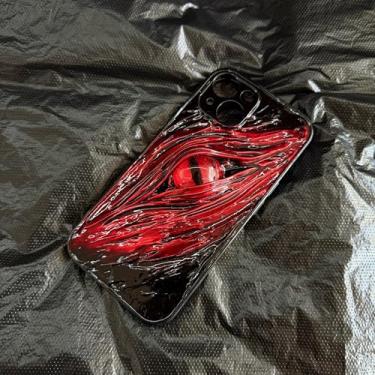 Imagem de Unitvbba Capa de telefone gótica 3D feita à mão com olho de monstro – Ajuste personalizado para todos os modelos de telefone – Exclusivo para fãs de terror, cosplay, amantes da estética escura (olhos