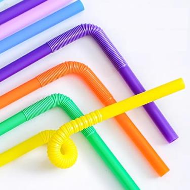 Imagem de Canudos descartáveis flexíveis de 26 cm (cor, pacote com 500) - Canudos dobráveis de plástico PP de grau alimentício para smoothies, coquetéis, milkshakes, artesanato faça você mesmo, suprimentos de