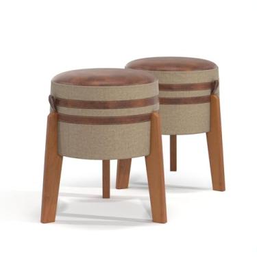 Imagem de Kit Puff Pix Bege Retrô com Detalhes em Alça Lateral