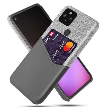 Imagem de Capa para Google Pixel 5,Tela e tampa de couro PU,Anti-deslizante,Resistência à impressão digital,Caso de proteção de 360°com 1 slot de cartão atrás-Gray