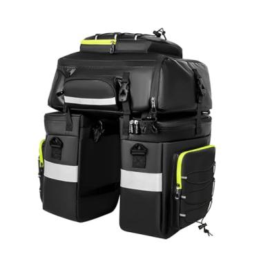 Imagem de Asixxsix Bolsa para bicicleta, 3 em 1 Bolsa de selim para bicicleta para rack traseiro, 53L Bolsa de armazenamento de bicicleta de grande capacidade com 2 alças de ombro ajustáveis (Preto)
