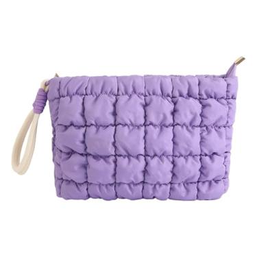 Imagem de Ysyqkn Bolsa de armazenamento de maquiagem para viagem Bolsa de higiene Estojo de cosméticos para batom Loção Sombra, Roxo