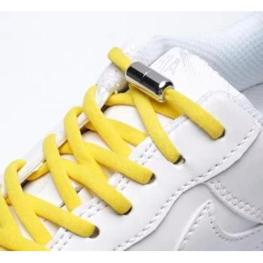 Imagem de Cadarço Elástico sem amarrar 1 Par Fecho Rosca Metal Cordão - Genérico