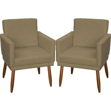 Imagem de Kit 2 Poltronas Decorativa Para Sala Recepção Beatriz Suede Cores Pé Palito Castanho