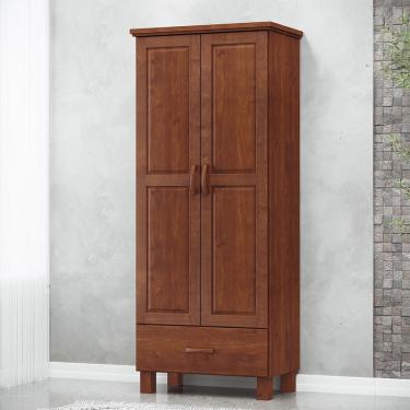 Imagem de Guarda Roupa Roupeiro 2 Portas 1 Gaveta Linha Bronze Madeira Maciça 1140TN Imbuia Finestra