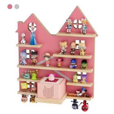 Imagem de FUANGUI Prateleira grande Tonies Pink Tonie Box Prateleiras para personagens Tonie e figuras Toniebox, prateleira de parede de madeira durável magnética, coleção de exibição Tonie Audio Play Dolls