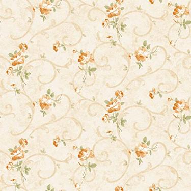 Imagem de Skyblur Papel de parede floral vintage amarelo selvagem para paredes de destaque de sala de estar país americano flores rústicas papel de parede floral 44,5 cm x 199,9 cm papel de contato adesivo removível decoração de parede retrô