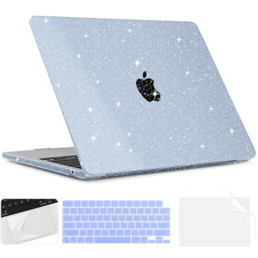 Imagem de TWOLSKOO Capa para MacBook Air de 13,5 polegadas versão 2025 2024 2022 M4 A3240 M3 A3113 M2 A2681, capa rígida de plástico, película de trackpad, capa de teclado e película de tela para MacBook Air de