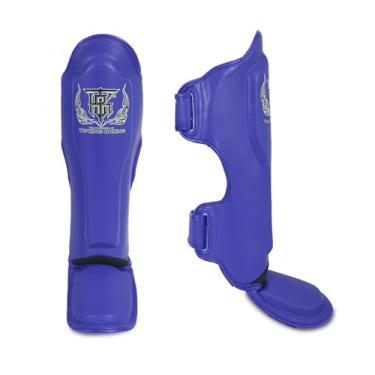 Imagem de TOP KING Boxing Top King New Pro Leather Caneleiras Para Muay Thai - Azul, Grande