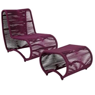 Imagem de Poltrona Leroy Corda Náutica Área Externa com Puff - NossaKasa Móveis,