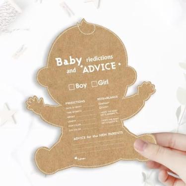 Imagem de Bllhl Jogos de chá de bebê para meninas ou meninos cartões de previsão para decoração de bebê, 60 peças Kraft