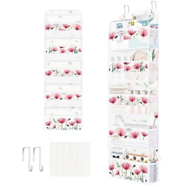 Imagem de Clastyle Organizador de flores sobre a porta, organizador de folhas para berçário para mulheres, meninas, roupas, fraldas, brinquedos, armário, porta, prateleira, armazenamento para quarto, banheiro