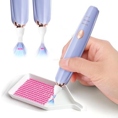 Imagem de PP OPOUNT Caneta elétrica de pintura de diamante, caneta a vácuo com 2 pontas de broca e 3 níveis ajustáveis, bateria sem fio e recarregável, silenciosa e sem necessidade de cera, ótimo presente para