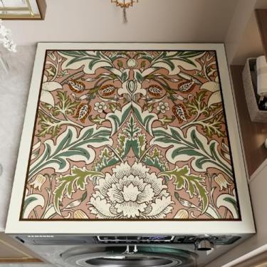 Imagem de BANEBOR Tapete de máquina de lavar com estampa floral para lavadora e secadora de carga superior - antiderrapante, absorvente, almofada de forro de prateleira de secagem rápida - Tapete protetor de