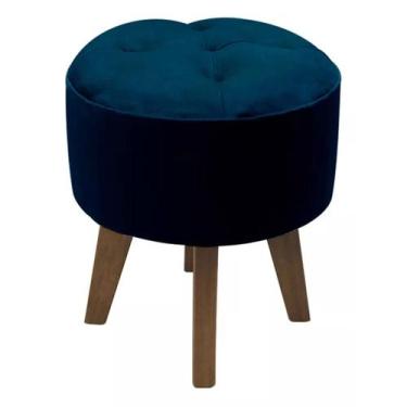 Imagem de Puff Banqueta Redondo Pé Palito - Cerâmica Regina, Azul Marinho