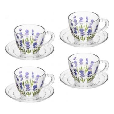 Imagem de 4 Xícaras De Café C/ Pires Lavanda Hand Painting 80 Ml Lyor