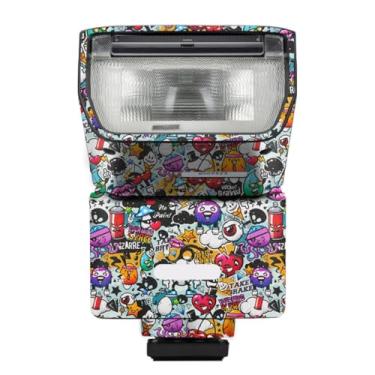 Imagem de HVL F28RM Anti-riscos Câmera Flash Vinil Wrap Skins Protetor Decalques para Sony HVL F28RM Wraps Capa Adesivo (Graffiti Branco)
