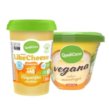 Imagem de Requeijão Cheddar e Manteiga Vegana Com Sal Qualicoco 200g cada