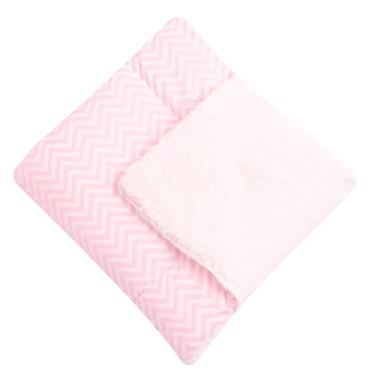 Imagem de Cobertor Para Bebê Estampado Dupla Face Manta Chevron Rosa
